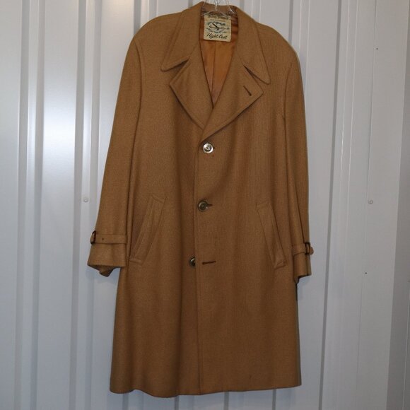 Hickey Freeman Flight Coat Mens Vintage 1973 Tan Wool? Size 50** Approx Custom - Picture 1 of 14